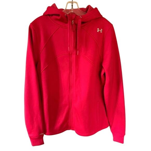 Under Armour ColdGear Fleece Hoodie – Women’s Large – Red - Picture 2 of 6